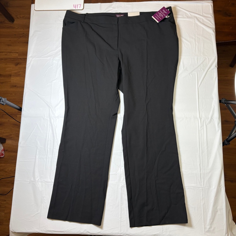 Roz &‎ Ali Smart Fit Black Trouser Pants Plus Size 24W Long Straight Leg New NWT